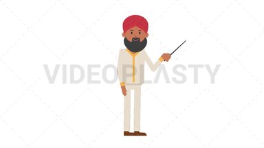 Sikh Man Holding Pointer Stick Stock Animation