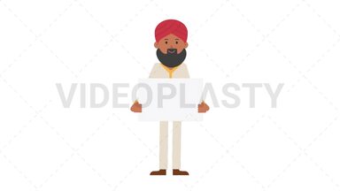 Sikh Man Holding Poster Stock Animation