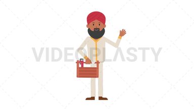 Sikh Man Holding Toolbox Stock Animation