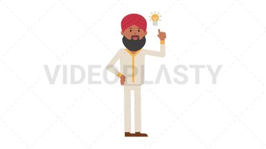 Sikh Man Idea Stock Animation