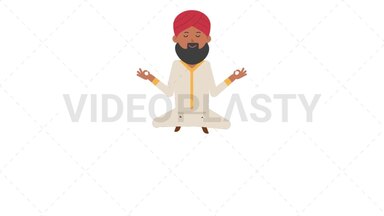 Sikh Man Meditate Stock Animation