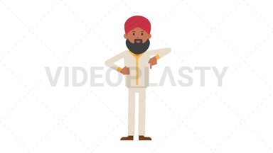 Sikh Man Pointing Below Stock Animation