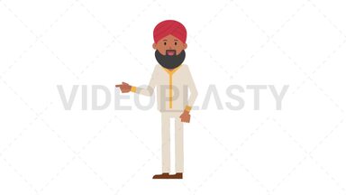 Sikh Man Pointing Left Stock Animation