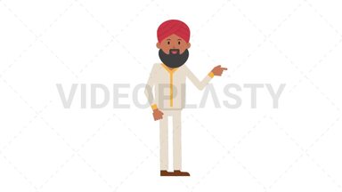 Sikh Man Pointing Right Stock Animation