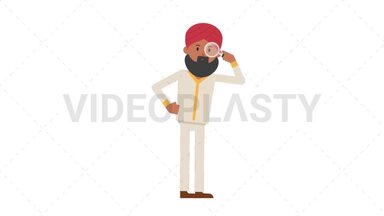 Sikh Man Searching with a Magnifying Glass Stock Animation