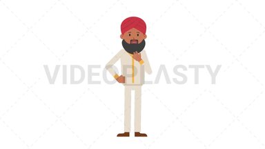 Sikh Man Shortness of Breath Stock Animation