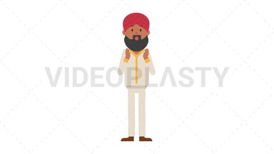 Sikh Man Surprised Stock Animation