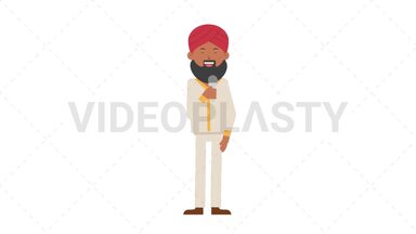 Sikh Man Talking on Microphone Stock Animation