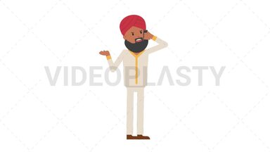 Sikh Man Talking on the Phone Angry Stock Animation