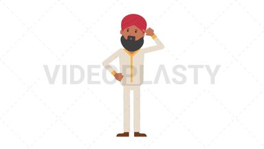 Sikh Man Thinking Stock Animation