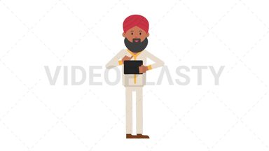 Sikh Man Using Tablet Happy Stock Animation