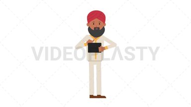 Sikh Man Using Tablet Sad Stock Animation