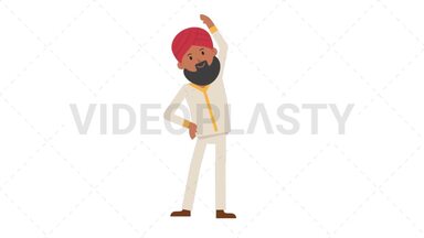 Sikh Man Warmup Exercise Stock Animation