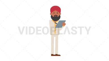 Sikh Man Writing on Clipboard Stock Animation