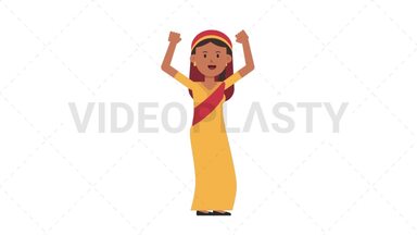 Sikh Woman Cheer Stock Animation