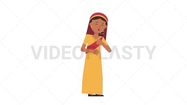 Sikh Woman Coughing Stock Animation