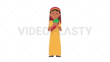 Sikh Woman Holding Cash Stock Animation