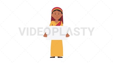 Sikh Woman Holding Poster Stock Animation