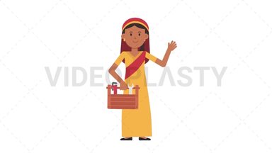Sikh Woman Holding Toolbox Stock Animation