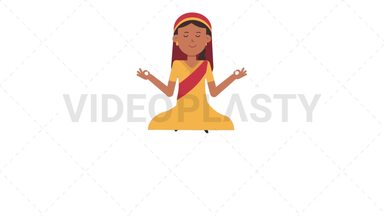 Sikh Woman Meditate Stock Animation