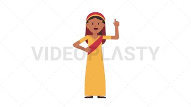 Sikh Woman Pointing Above Stock Animation