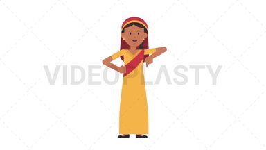 Sikh Woman Pointing Below Stock Animation