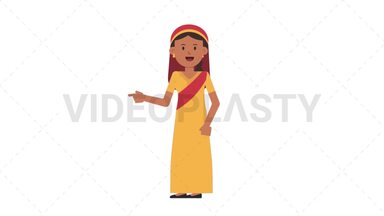 Sikh Woman Pointing Left Stock Animation