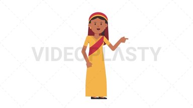 Sikh Woman Pointing Right Stock Animation