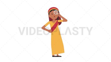 Sikh Woman Searching with a Magnifying Glass Stock Animation