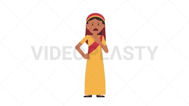 Sikh Woman Shortness of Breath Stock Animation