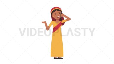 Sikh Woman Talking on the Phone Happy Stock Animation