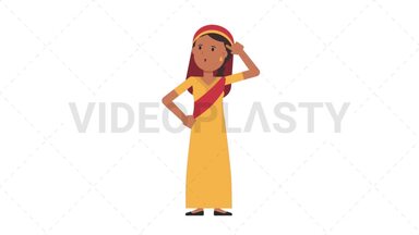 Sikh Woman Thinking Stock Animation