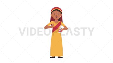 Sikh Woman Using Disinfectant Spray Stock Animation