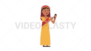 Sikh Woman Using Phone  Stock Animation