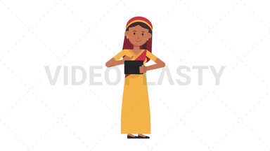 Sikh Woman Using Tablet Happy Stock Animation