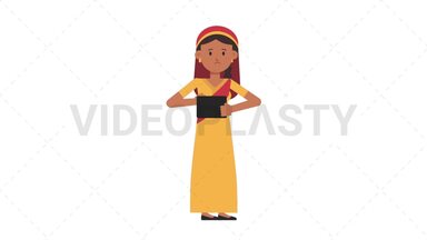 Sikh Woman Using Tablet Sad Stock Animation