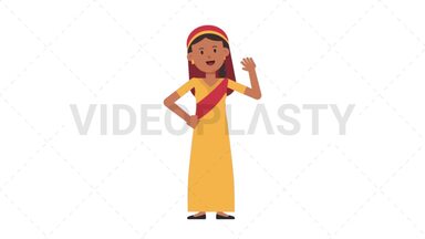 Sikh Woman Waving Stock Animation