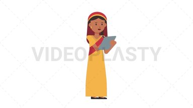 Sikh Woman Writing on Clipboard Stock Animation