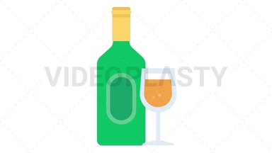 Sparkling Wine Bottle Icon Stock Animation
