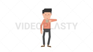 Tired Man Drinking Coffee Stock Animation