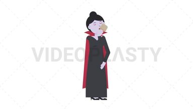 Vampire Countess Drinking Coffee Stock Animation