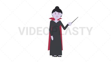 Vampire Countess Holding Pointer Stick Stock Animation