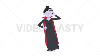 Vampire Countess Searching with a Magnifying Glass Stock Animation