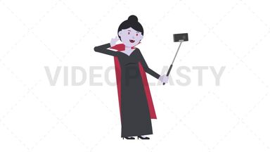 Vampire Countess Selfie Stick Stock Animation