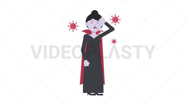 Vampire Countess Sick with Covid Stock Animation