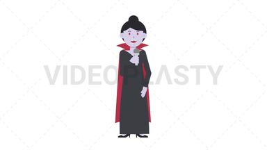 Vampire Countess Talking on Microphone Stock Animation