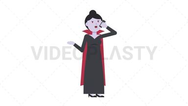 Vampire Countess Talking on the Phone Angry Stock Animation