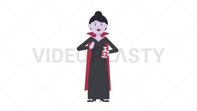Vampire Countess Using Disinfectant Spray Stock Animation