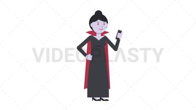 Vampire Countess Using Phone Stock Animation