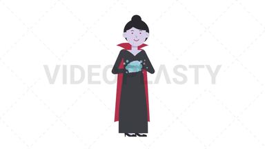 Vampire Countess Washing Hands Stock Animation